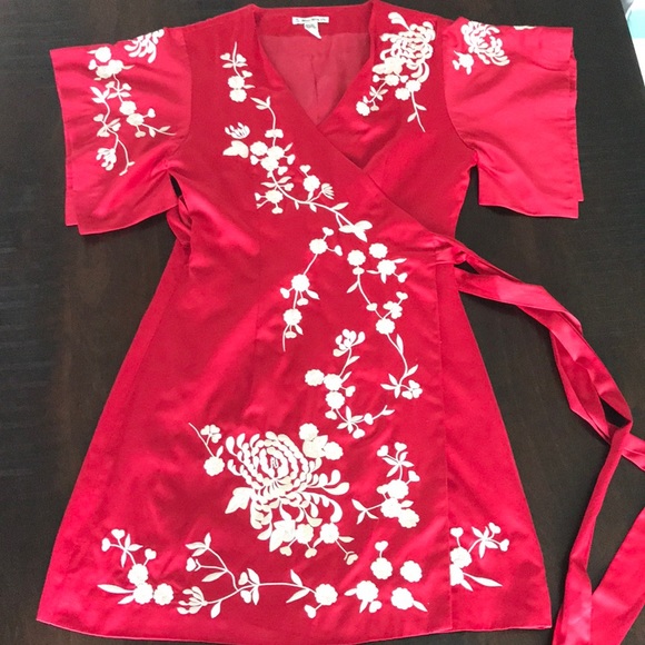 Forever 21 Tops - Red Short-Sleeve Kimono - Forever 21